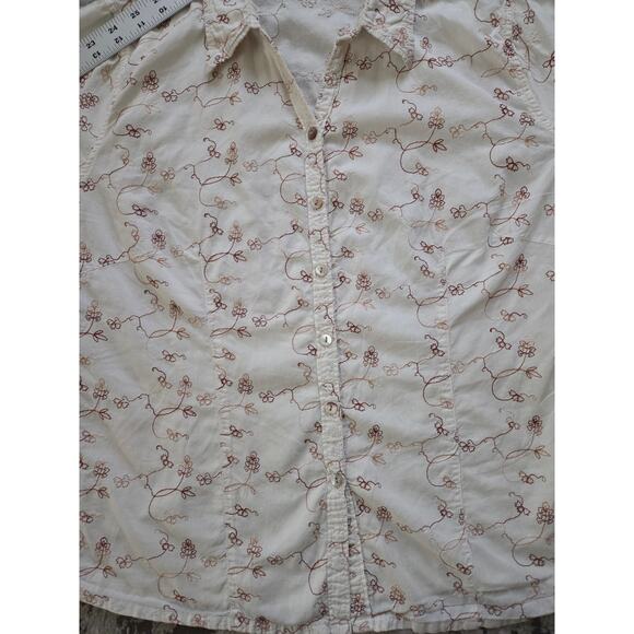 Horny Toad Organic Cotton Embroidered Button Down Large Boho Cottagecore Paisley - Picture 9 of 14
